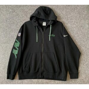 New York Jets Hoodie Men 2XL Black Team Issue Full Zip Sweatshirt Nike On Field